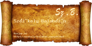 Székely Balabán névjegykártya